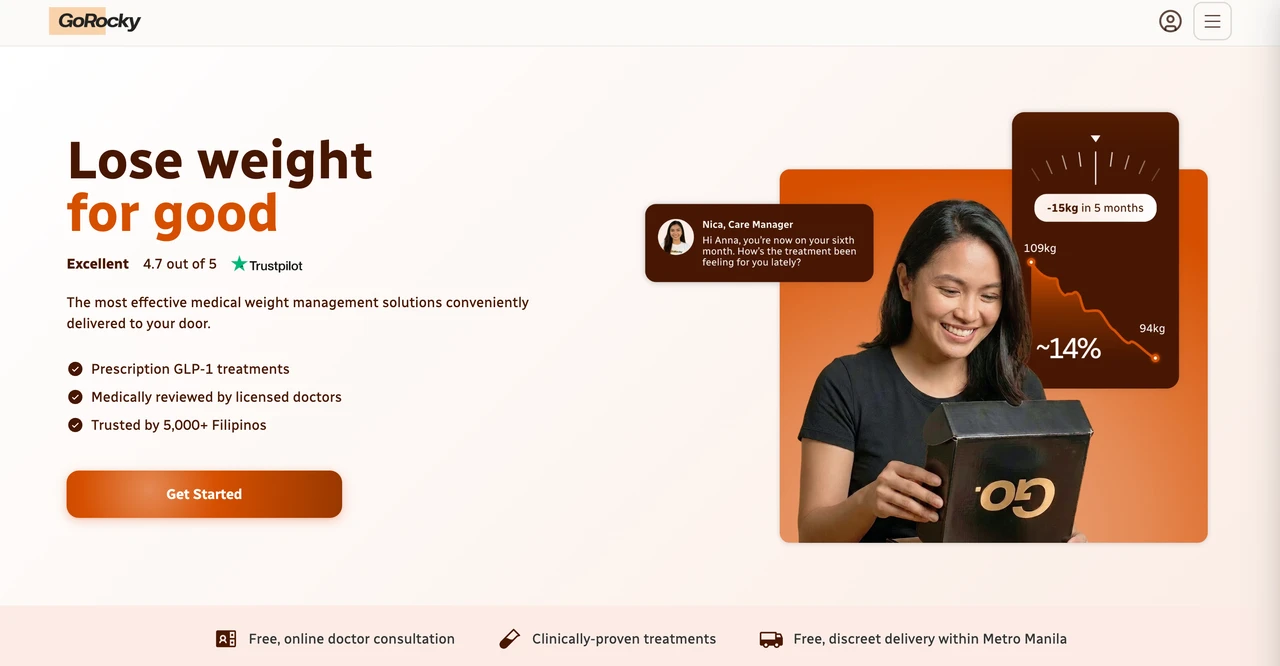 Weight-management page with a pill-shaped call to action