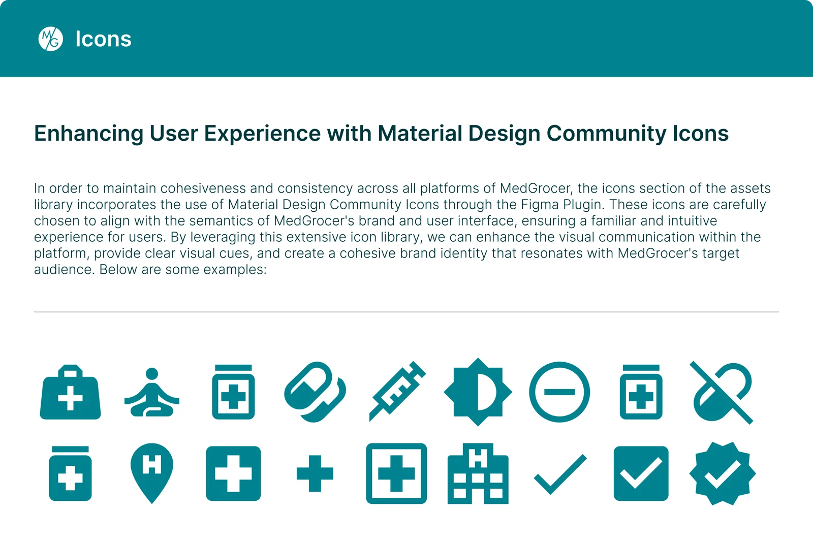 Material Design icon selection in the MedGrocer library